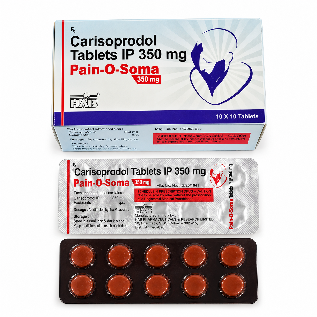 Pain-O-Soma Medicine Package Set Pain O Soma 350mg (carisoprodol) - Image 1