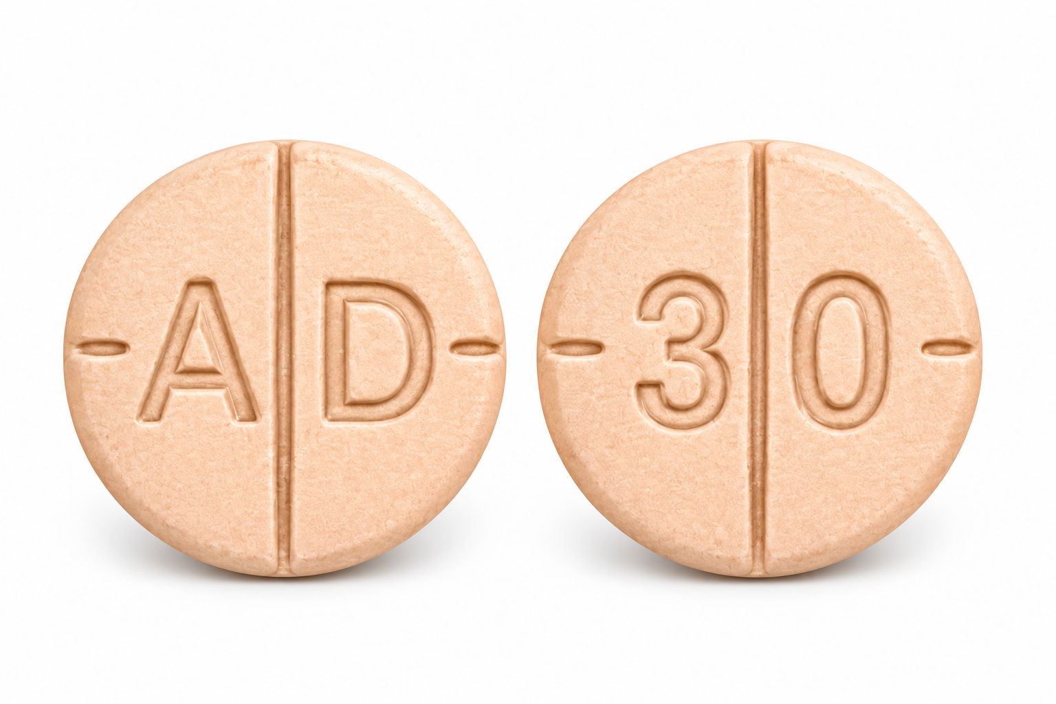 Peach Tablets Marked AD and 30 Adderall 30Mg - Image 1